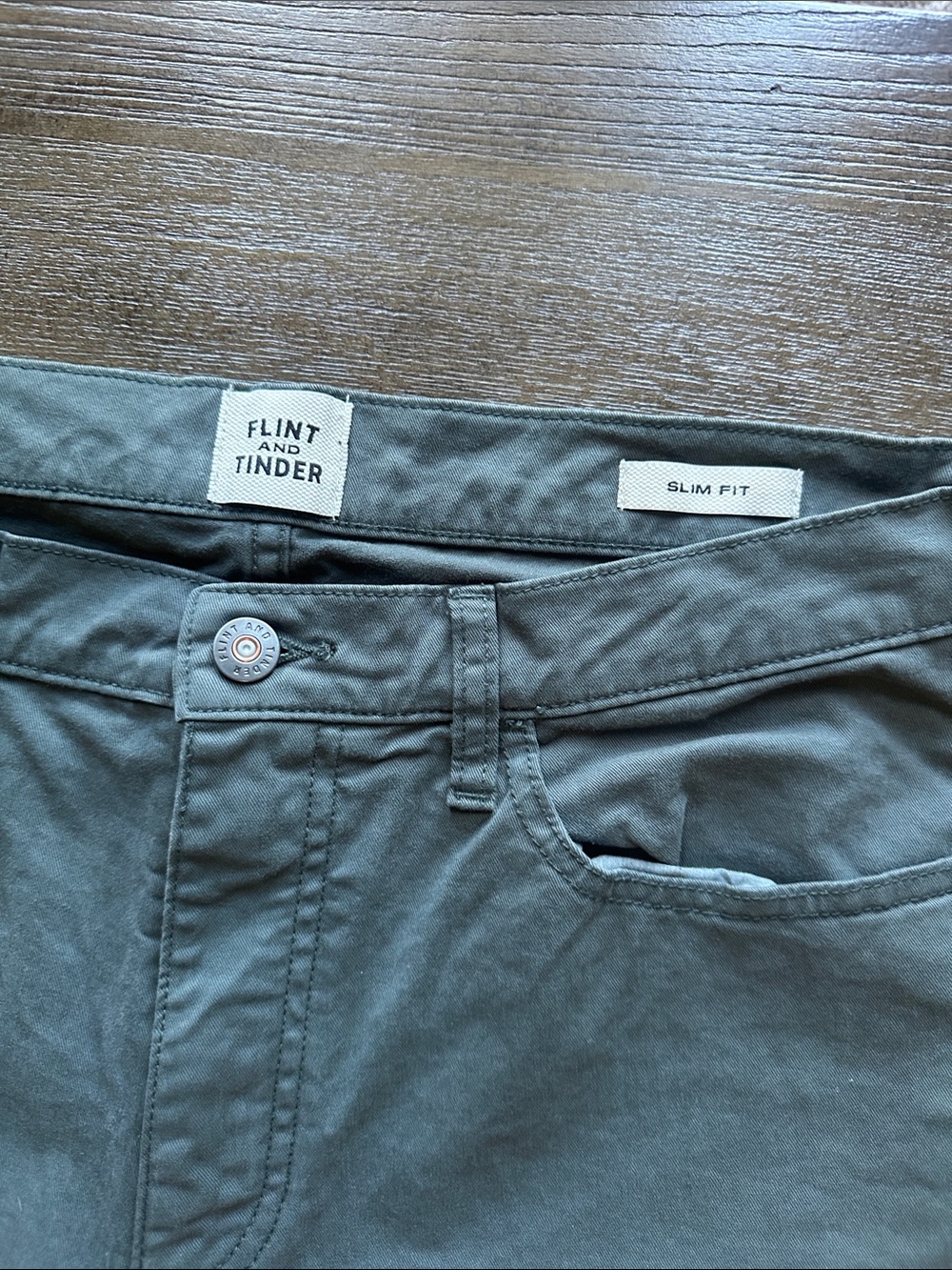 Dark Green Men's Slim Fit Pants - Picture 3 of 5